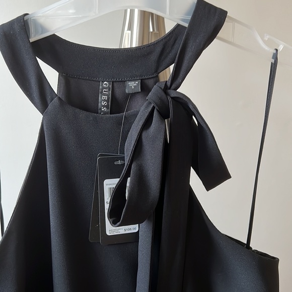 BRAND NEW WITH TAGS Guess Emberlyn Bow Tie sleeveless black mini dress S - Picture 3 of 5